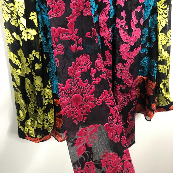 NWT Alice + Olivia Jeannie Show Me Love Tie Neck Silk Jacquard Velvet Blouse M - Picture 9 of 16